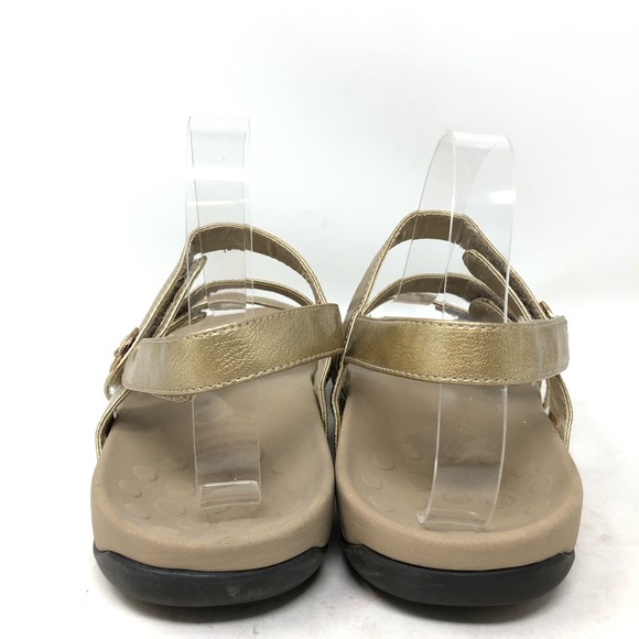 VIONIC Cathy Gold Patent Leather Sandals 8 WIDE - Picture 2 of 8